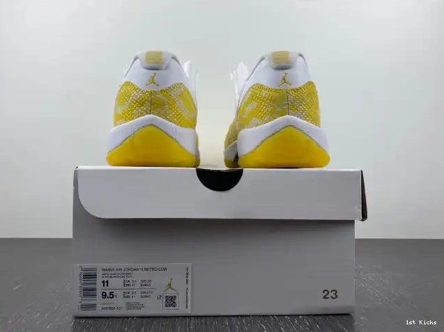 1st Kicks Jordan WMNS Low Air AH7860-107 Yellow 11 Snakeskin 0531